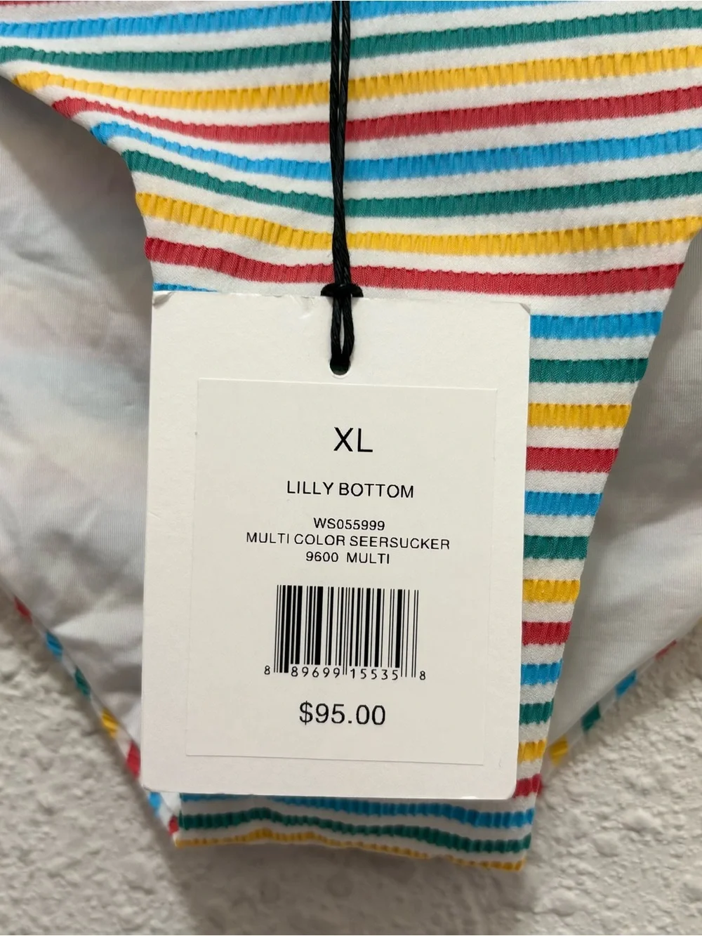 Onia Lilly Multi Color Seersucker Stripe Bikini Bottoms Size XL NWT